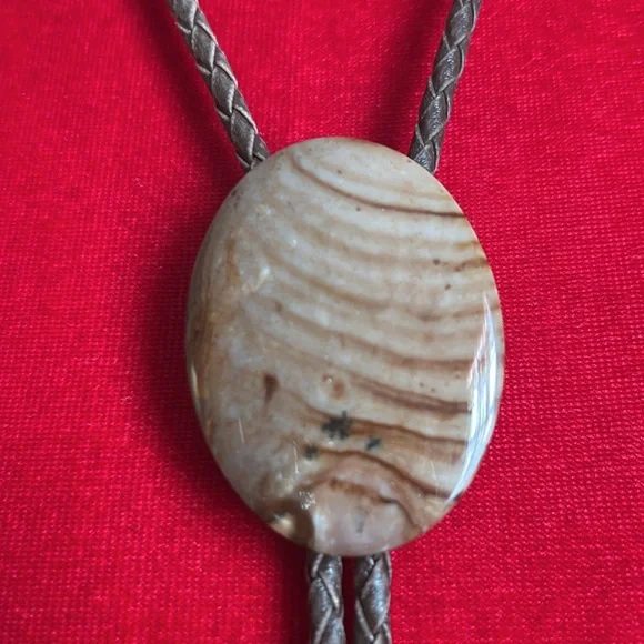 Polished Jasper Signed Bennet Bolo Tie - Picture 2 of 5